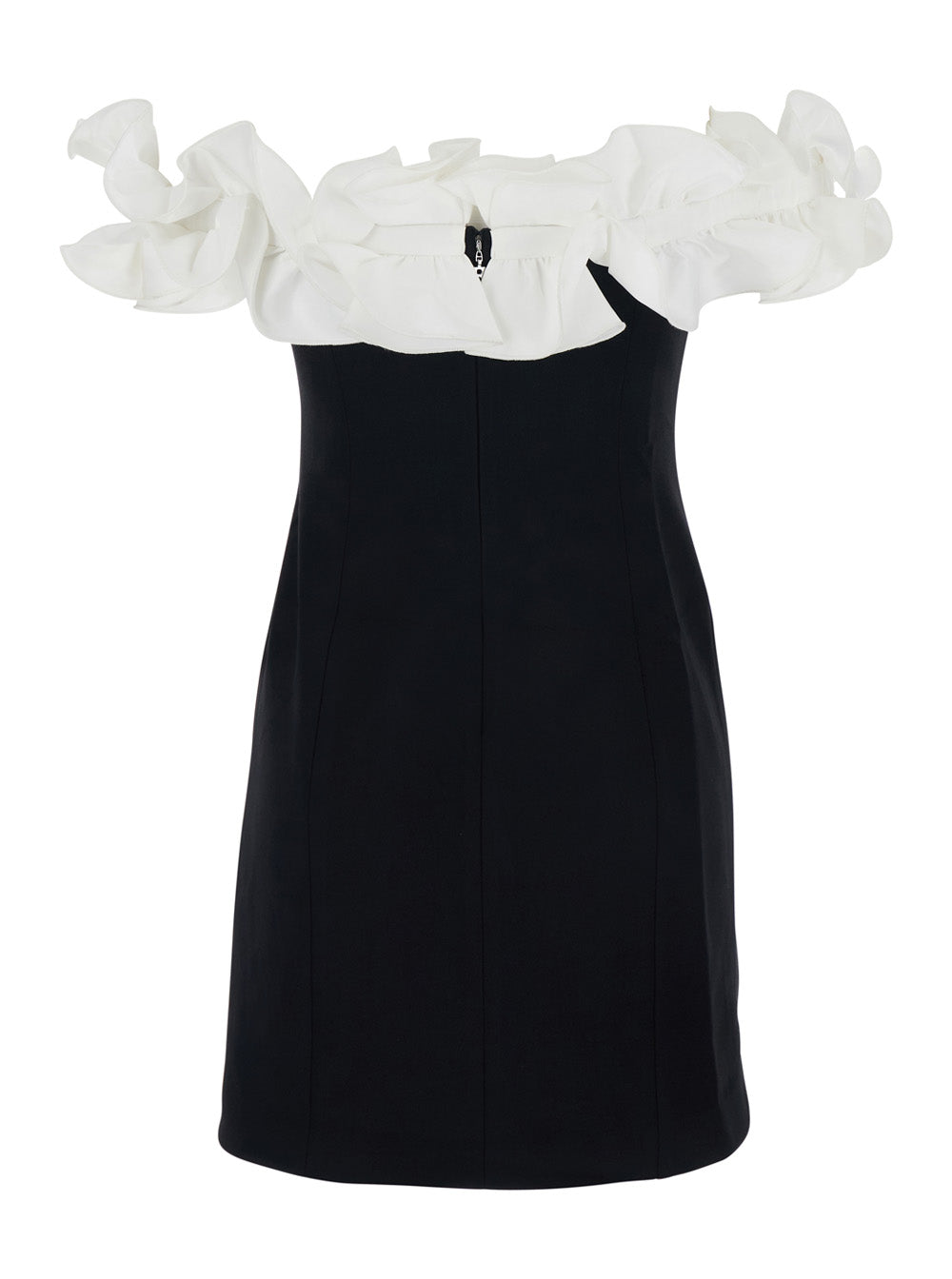 Dress with Off Shoulder and Ruches Details in Black Fabric for Women Polyester