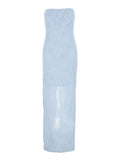 Long Dress Mesh Tube Blue In Tech Fabric Women Light Polyester Elastane