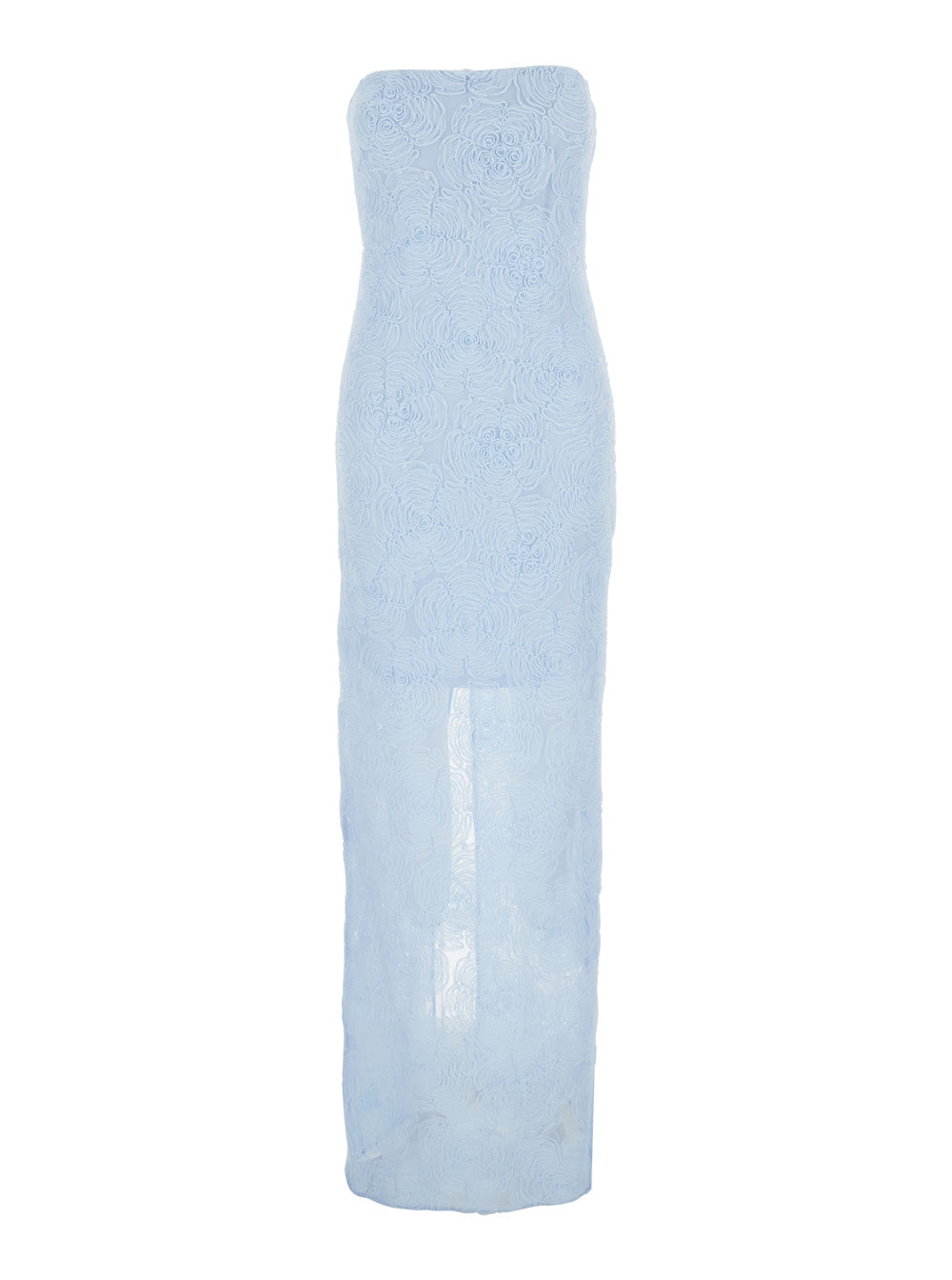 Long Dress Mesh Tube Blue In Tech Fabric Women Light Polyester Elastane