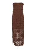 Midi Dress 3d Lace Brown With Details In Polyester For Women