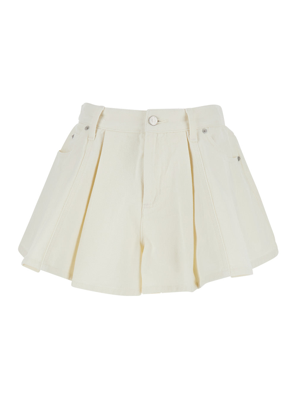 Shorts STASIA DENIM JEAN White with Front Pockets and Details for Women Cotton Viscose Bermuda