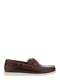 Dockside Portland Brown Loafers with Decorative Side Laces and Contrast Stitching in Leather Man Calf
