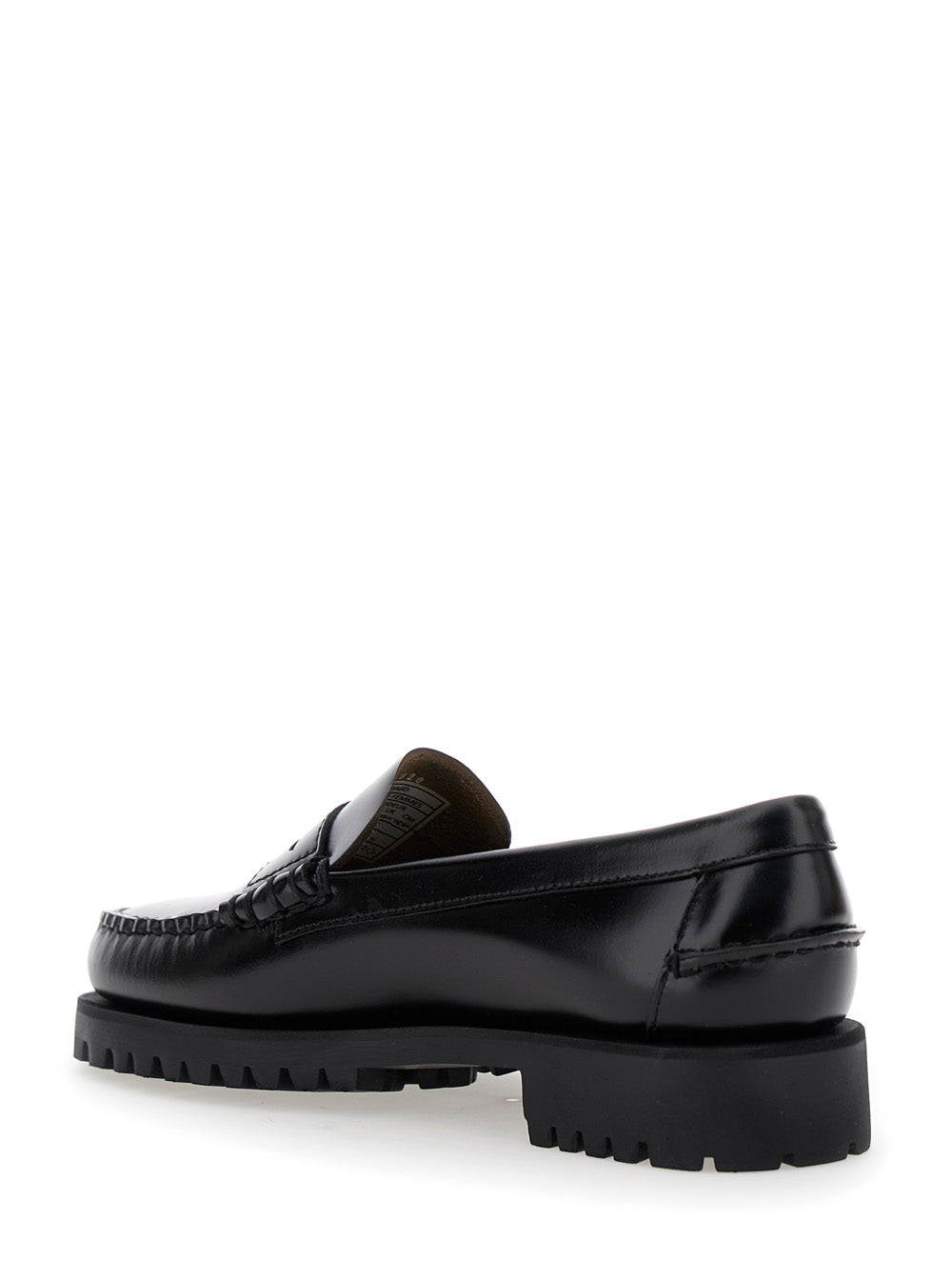 Loafers 7002ij0902 Black With Round Toe And Chunky Sole Leather For Women - US 8