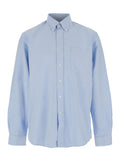 Mens Light Blue Oxford Button Down Shirt With Classic Collar And Long Sleeves In Cotton Blouses