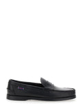 Dolphin Black Loafers With Side Logo Label And Slip On Design Leather Man