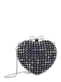 Heart-Shaped Clutch Multicoloured with Pearl Decoration and Tech Fabric Bow Detail - Multicolor Women Polyester Elastane Clutches Pochettes