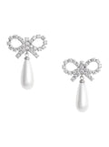 Earrings RS26631EPPEARL with Bow and Pearl Pendant in Silver Color for Women Metallic Copper