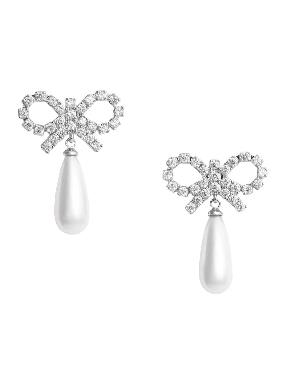 Earrings RS26631EPPEARL with Bow and Pearl Pendant in Silver Color for Women Metallic Copper