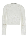 White Crochet Lace Top With Short Sleeves For Women Tops