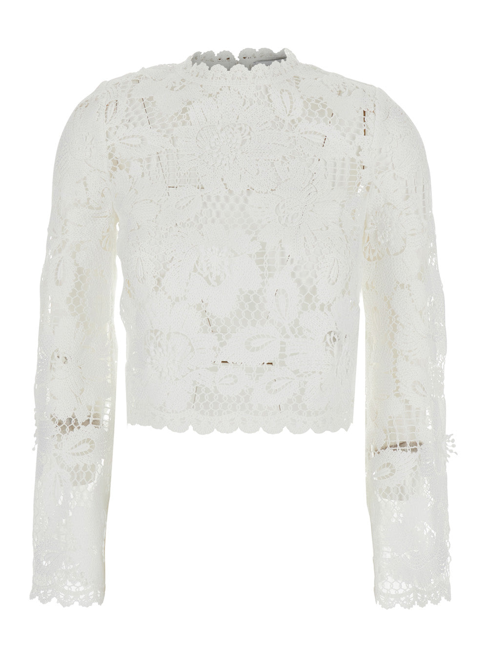 White Crochet Lace Top With Short Sleeves For Women Tops