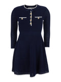 Dress Mini Navy Bow Knit With In Blue Women Blu