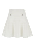 White Pointelle Knit Mini Skirt