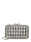 Clutch Bag BLACK SATIN CRYSTAL with Details in for Women Clutches And Pochettes