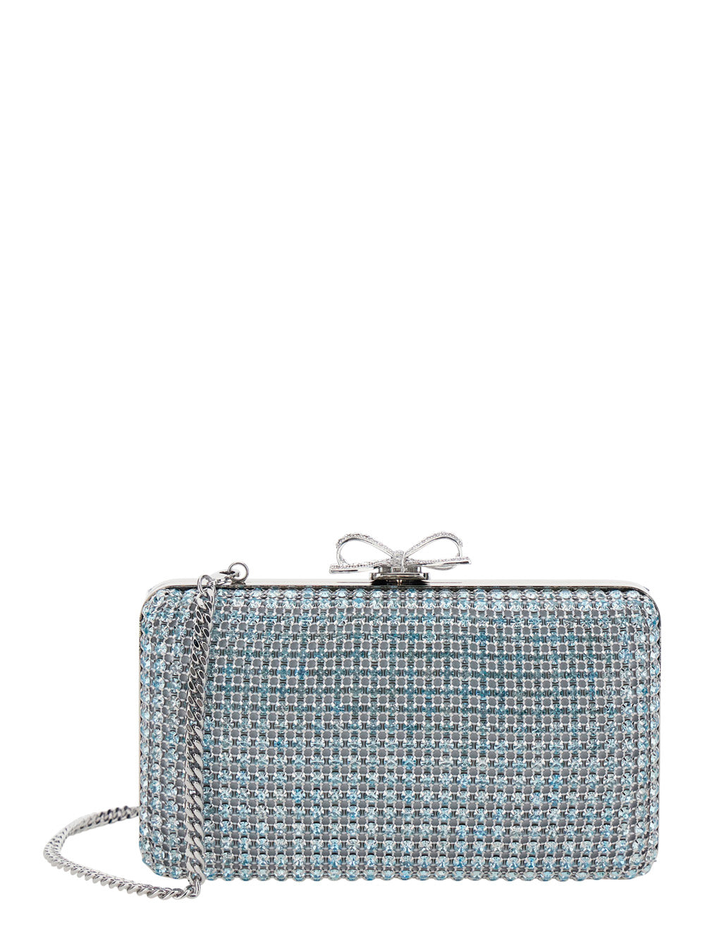 Clutch Bag BLUE CRYSTAL CHAINMAIL with Details Blu Clutches And Pochettes
