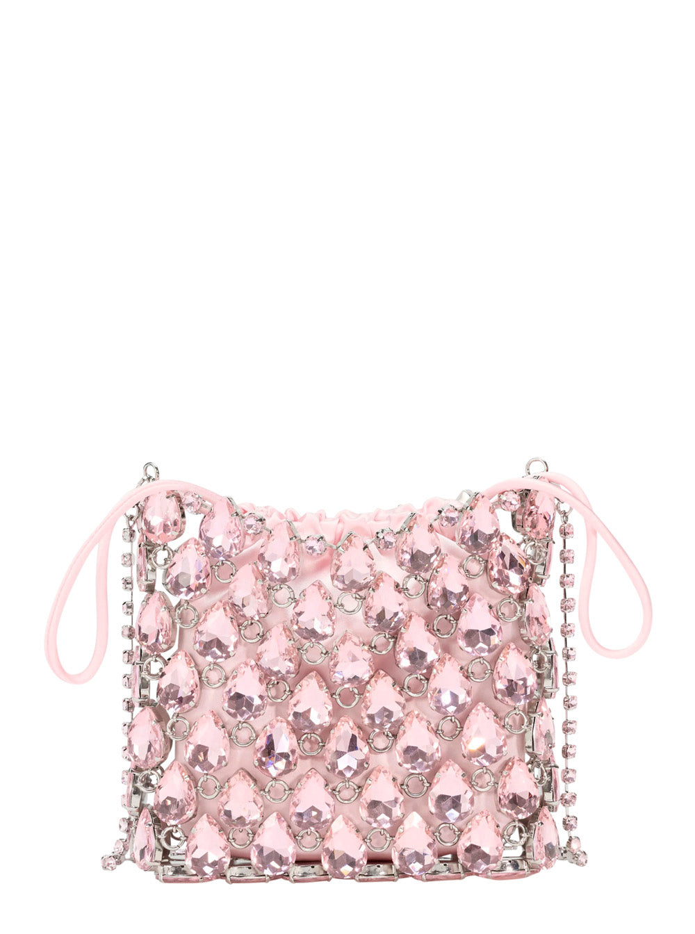 Handbag PINK CRYSTAL CHAINMAIL MINI BAG with rhinestone details - Tech Fabric Women Hand
