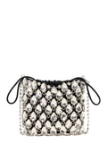 Handbag SILVER CRYSTAL CHAINMAIL MINI BAG with Details Metallic Hand