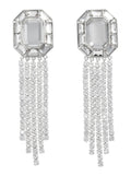 Earrings Silver Crystal Droplet With Metallic Crystals For Women