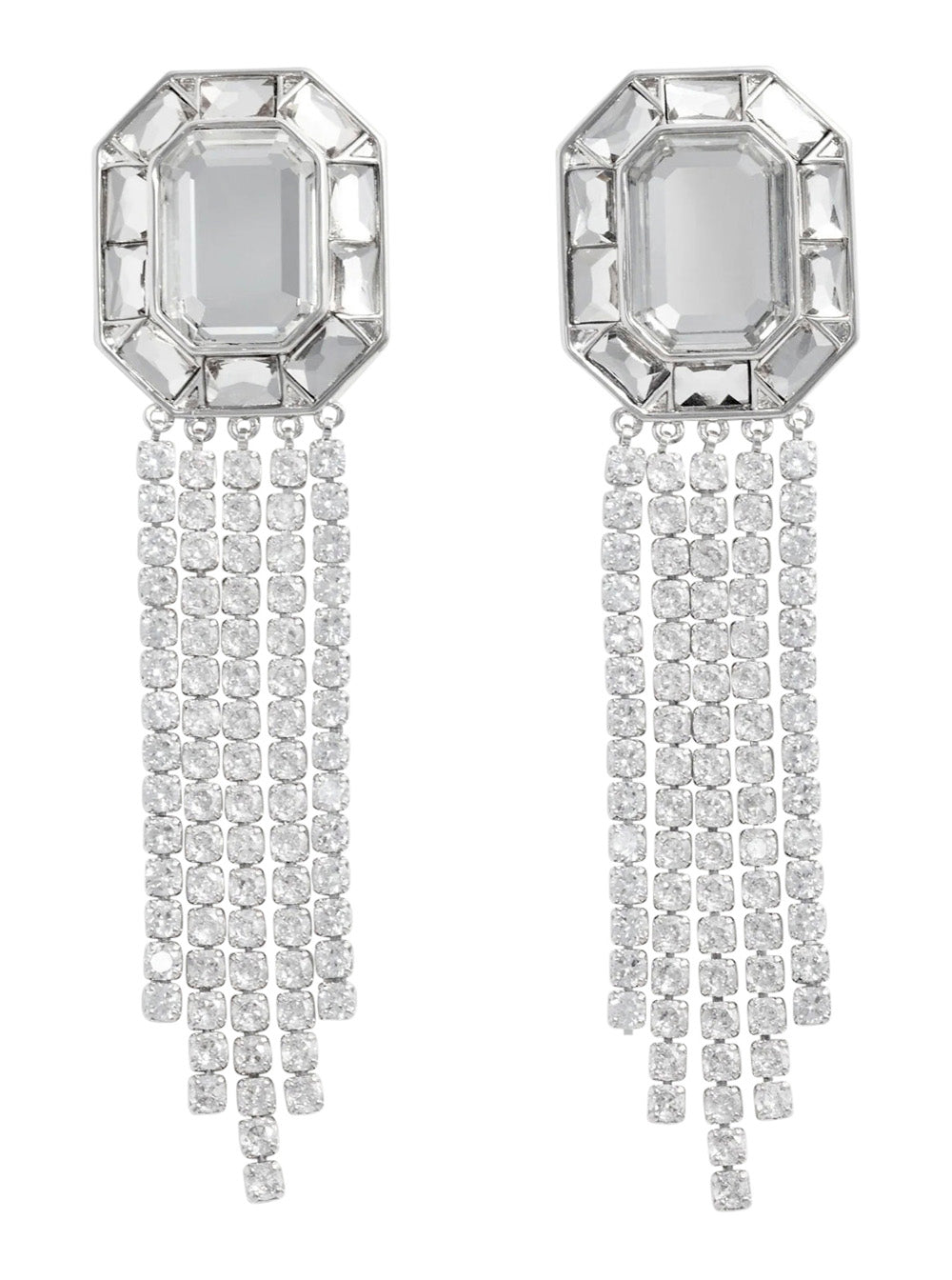 Earrings Silver Crystal Droplet With Metallic Crystals For Women