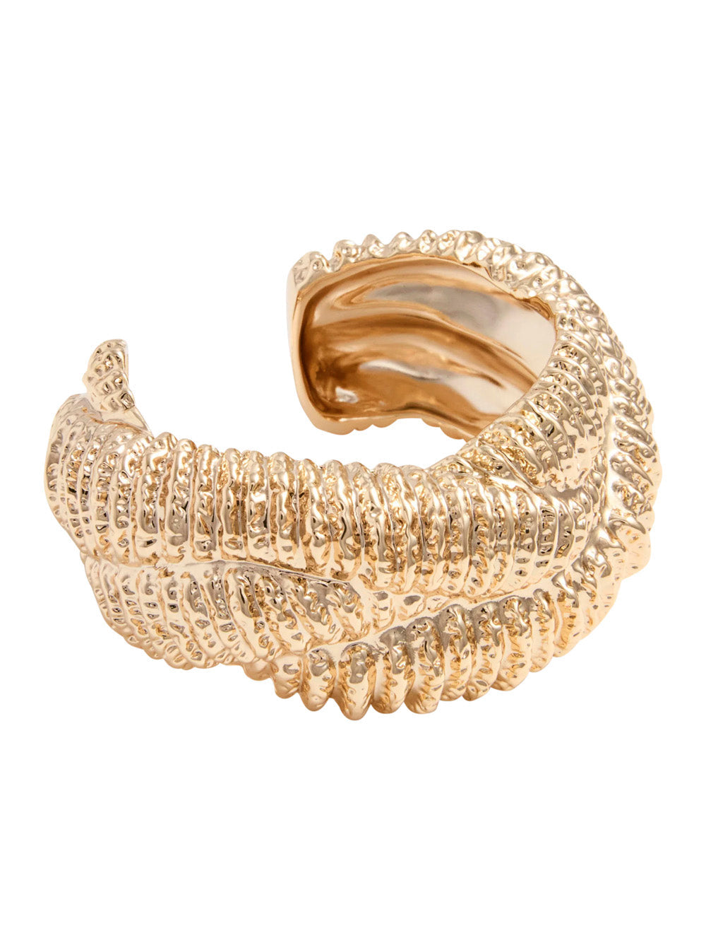 Earrings Textured Gold Twisted Cuff Metallic