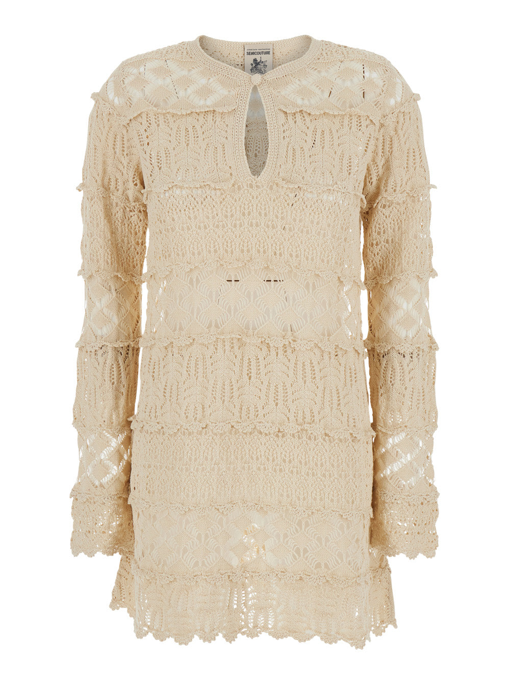 Dress CROCHET White with Cotton Lace Details for Women