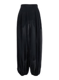 Pants Cotton Muslin Black With Elastic Waist And Side Pockets In Silk Women Trousers