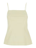 Top Linen Yellow With Short Sleeves And V-Neck For Women Tops