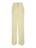 Yellow Linen Pants With Elastic Waist For Women Trousers