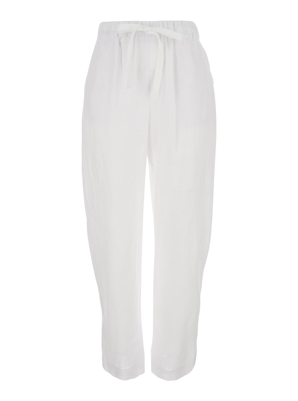 White Linen Pants With Side Pockets Womens Trousers