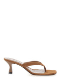 Thong Sandal Beige With Strap And Suede Heel For Women Heels