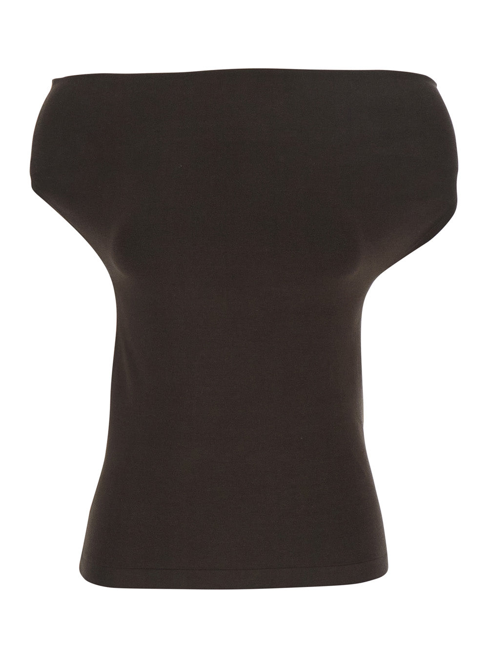 Sleeveless Top with Off Shoulder in Brown Stretch Cotton for Women Polyamide Elastane Tops