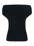 Sleeveless Top with Off Shoulder in Black Stretch Cotton for Women Polyamide Elastane Tops