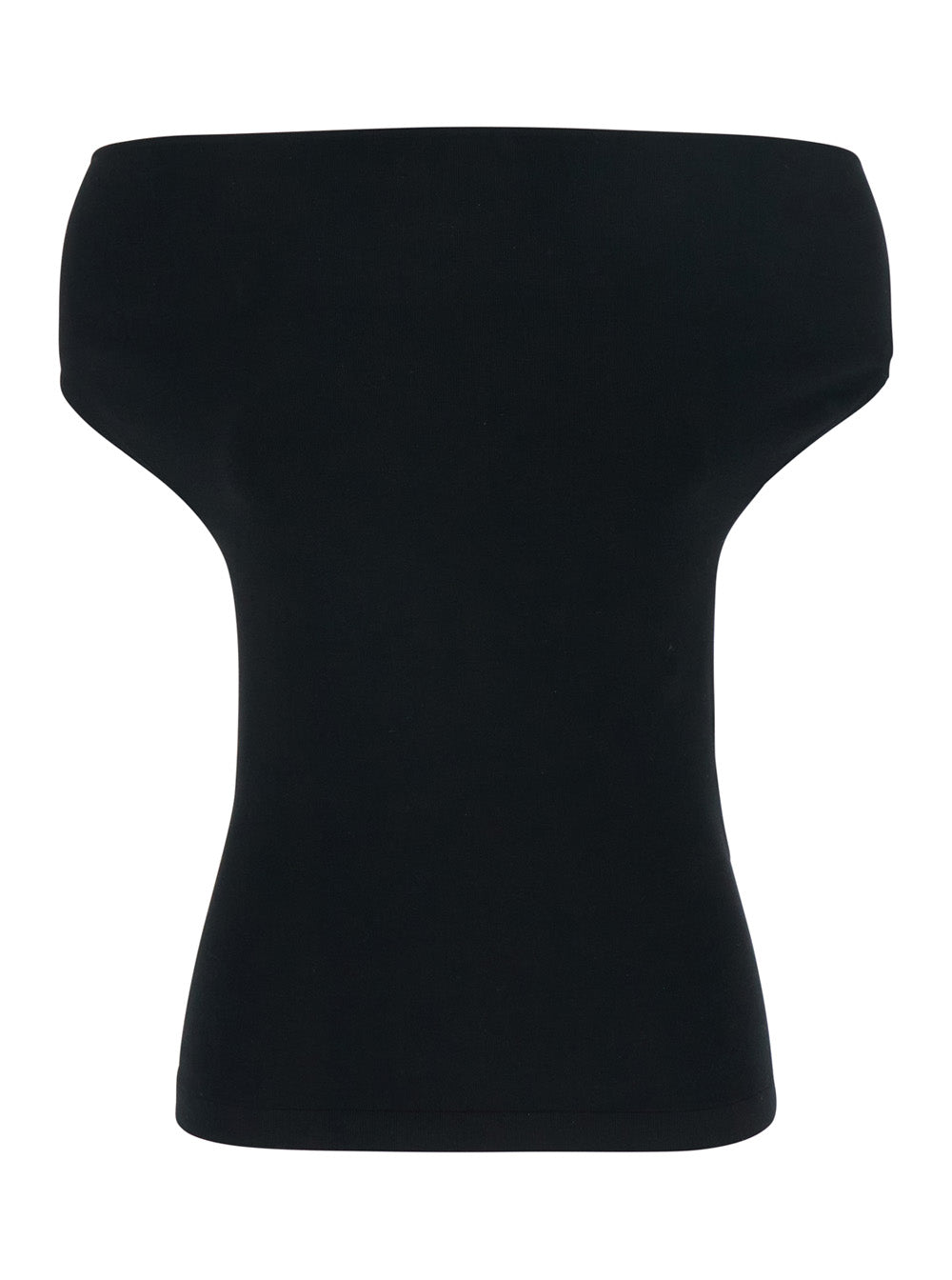 Sleeveless Top with Off Shoulder in Black Stretch Cotton for Women Polyamide Elastane Tops