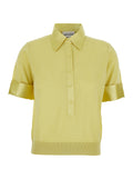 Yellow Womens Polo with Classic Collar and Cuffed Sleeves in Wool Virgin Tshirts Shirts