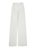 Buddy Pants with Button and Zip Closure at the Front in White Stretch Cotton for Women Elastane Trousers