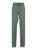 Green Womens Pants with Elastic Waist and Drawstring in Silk Blend Acetate Trousers