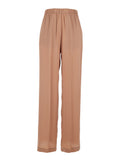 Pink Silk Blend Pants with Elastic Waist and Front Pleats for Women Acetate Trousers