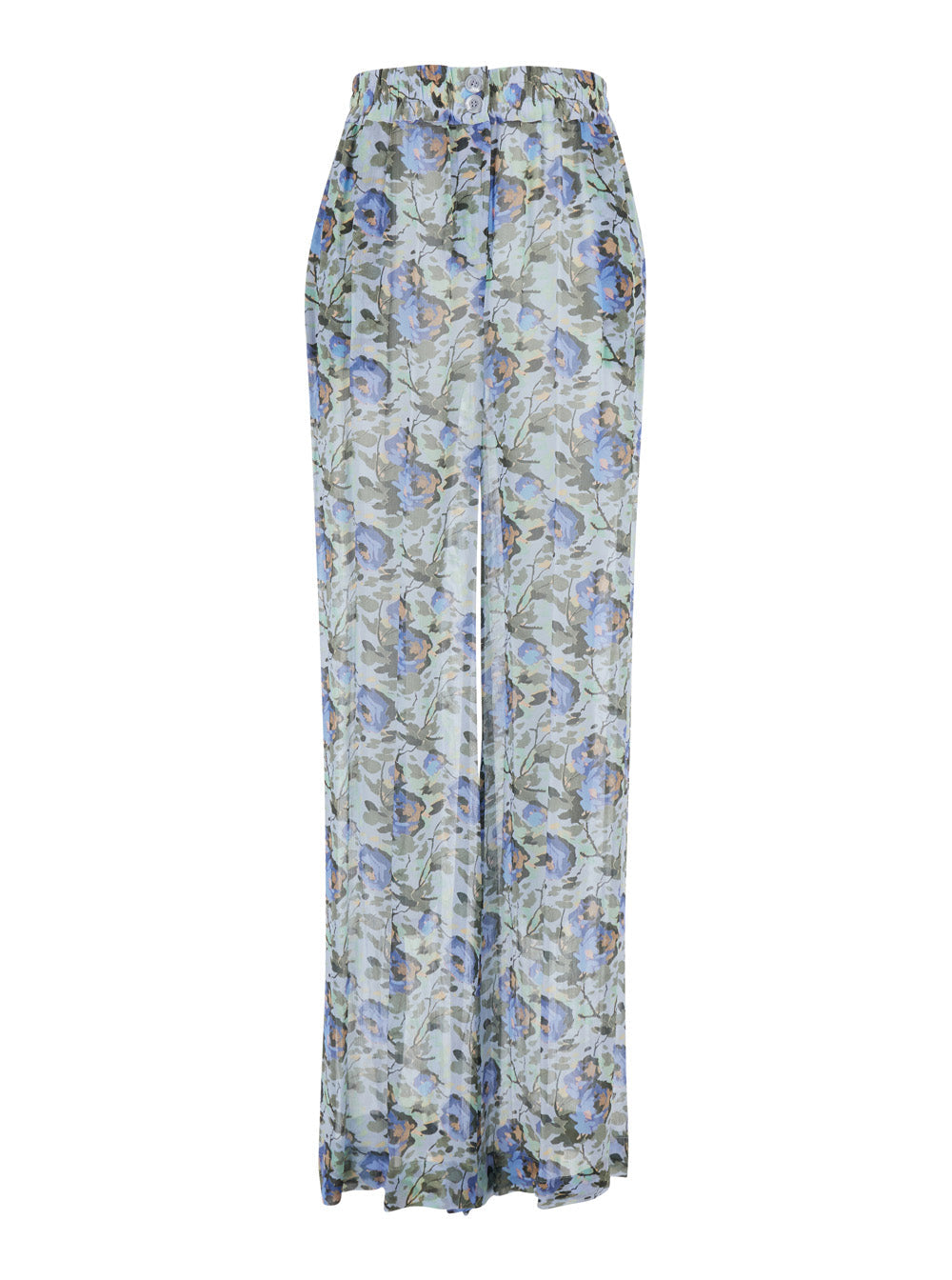 Dress PRINTED PANTS Blue with Floral Print in Viscose Women Blu Trousers