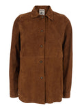 Brown Suede Classic Collar Shirt for Women And Blouses