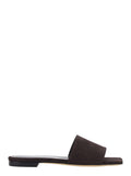 Azia Sandals with Shaped Straps in Brown Suede for Women Flat Shoes
