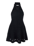 Short Dress Jenna With Flared Design And Perforated Details Black Tech Fabric For Women