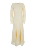 Long Dress Fiona with All-Over Embroidery and Hidden Zip Closure at the Back in White Tech Fabric for Women Polyester
