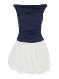 Mini Dress Salina With Boat Neckline And Balloon Skirt Multicolor Cotton Blend For Women