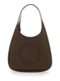 Shoulder Bag Maxi Logo with Suede Ecoleather Details Brown Women Polyamide