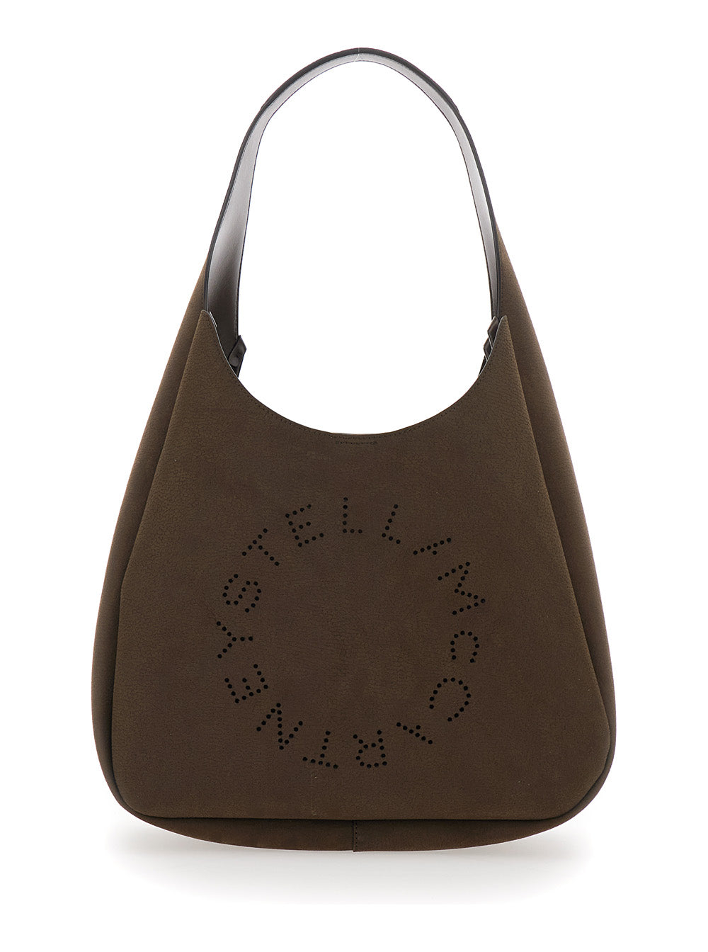 Shoulder Bag Maxi Logo with Suede Ecoleather Details Brown Women Polyamide