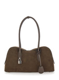 Shoulder Bag Padlock with Ecoleather Logo Detail Brown Women True Hemp Lyocell