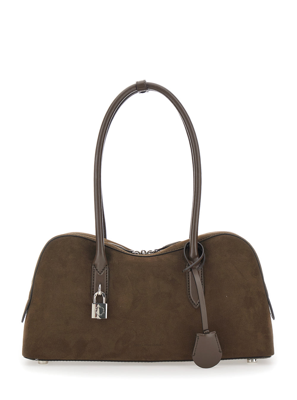 Shoulder Bag Padlock with Ecoleather Logo Detail Brown Women True Hemp Lyocell