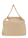 Falabella Shoulder Bag with Diamond Effect Chain and Logo Charm on Front in Ecoleather Beige Women Polyester Crossbody