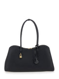 Shoulder Bag Ryder with Two Top Handles and Lock Detail on the Front in Black Ecoleather for Women True Hemp Lyocell