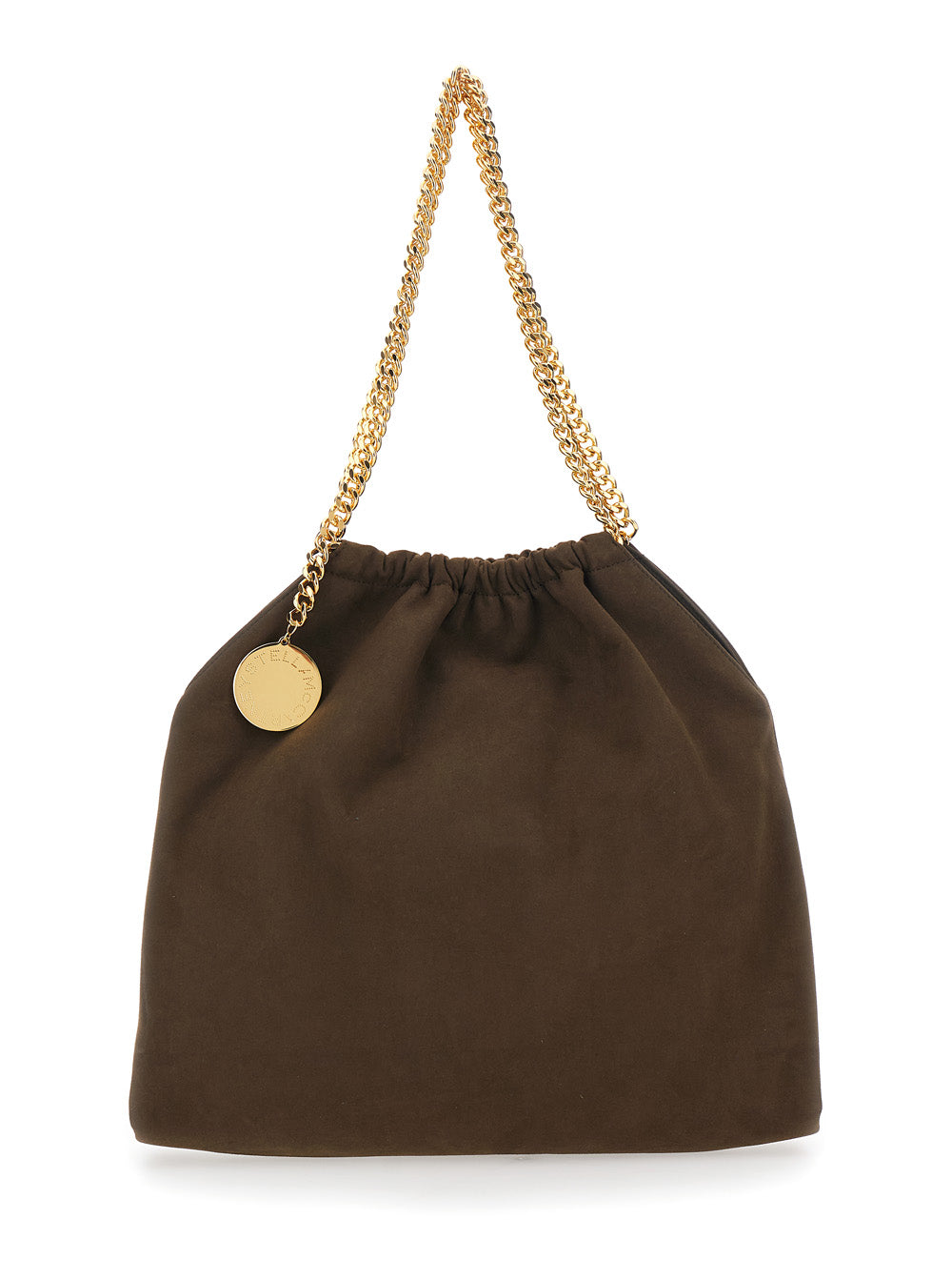 Falabella Shoulder Bag with Chain Strap and Drawstring Closure in Brown Ecoleather Polyester Crossbody