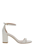 NUDIST BLOCK 75 White Leather Heeled Sandals for Women Calf Heels